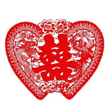 Imagem de BCQLI chinês tradicional casamento de flanela corte de papel, decoração de casamento, adesivos de porta, barras de janela cortadas em papel, 1,1 metros,