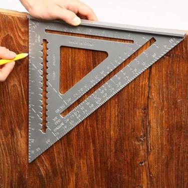Imagem de Régua triangular de liga de alumínio de 17 cm, quadrado de medição de madeira de ângulo reto de 90 graus