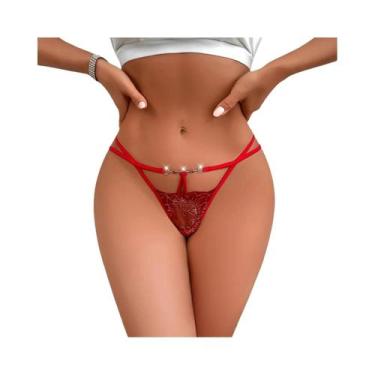 Imagem de Lingerie Sexy Feminina Com Bordado Floral Vermelho, Tanga Elegante E M