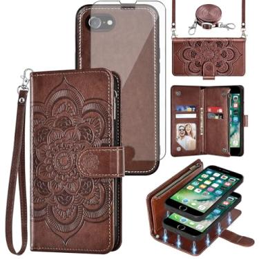 Imagem de Capa de celular para iPhone 7/8/SE 2020/2022 carteira com zíper com alça protetora de tela, porta-cartões de flores para iPhone7, iPhone8, 7s, 8s, SE2020, SE2022, 2, 3, 3ª geração, SE2, SE3, 7SE, 8SE