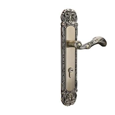 Imagem de PXNQMTJM Fechadura de maçaneta dupla face europeia liga de alumínio silenciosa antifurto fechadura de porta de madeira de luxo com chave (A2_85 mm)