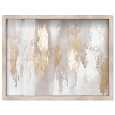 Imagem de In Golden Brilliance Shadowbox Print Abstract Wall Art por Art Remedy, Blonde Frame, 78 x 53 cm