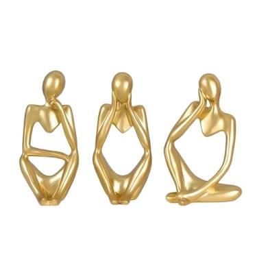 Imagem de MOYEE Decoração de estante de livros, estátua feminina de leitura dourada para casa, sala de estar, quarto, escritório, prateleira, mesa, estante, decoração