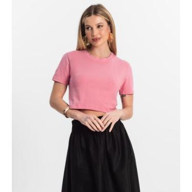 Imagem de Blusa Básica Feminina Cotton Leve Rovitex Rosa, G, Rosa