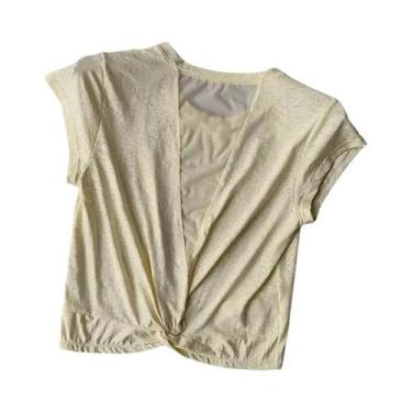 Imagem de Camisa Esportiva Feminina Em Malha, Manga Curta, Top De Yoga, Roupas D