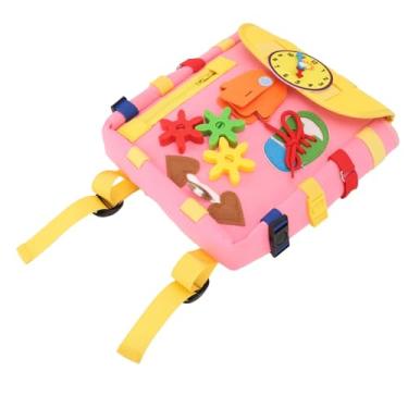 Imagem de Yinhing Mochila de Feltro para Criança Com Brinquedos de Aprendizagem, Quadro de Atividades Educacionais Sensoriais para o Desenvolvimento de Habilidades Cognitivas, Com Design (PINK)