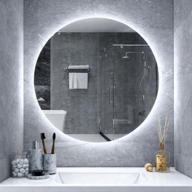 Imagem de Espelho Redondo Com Led Frio Decorativo De Banheiro E Sala Corpo Intei