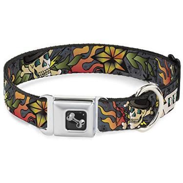 Imagem de Buckle-Down Coleira para cachorro fivela de cinto de segurança Death Or Glory Gray 27 a 43 cm de largura, multicolorido, DC-W30410-M