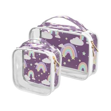 Imagem de xigua Bolsa de maquiagem arco-íris para mulheres, bolsa de cosméticos de viagem, bolsa de higiene portátil à prova d'água para viagens, férias, organização de banheiro