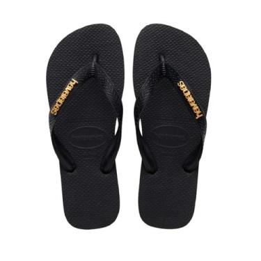 Imagem de Chinelo Feminino Havaianas Top Logo Metal 4127244 Preto, 39/4, Preto
