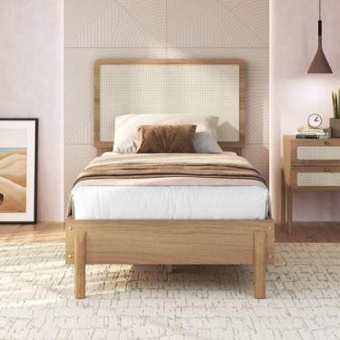 Imagem de Cama de Solteiro 102cm com Cabeceira em Palhinha Oslo Artesano, Hanove