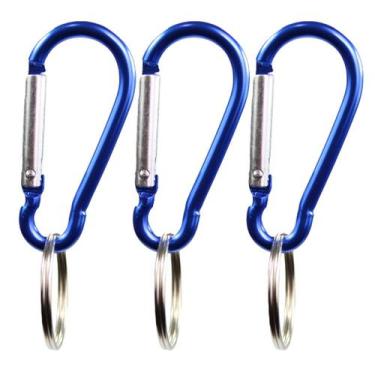 Imagem de Chaveiro Mosquetão Azul Alumínio 4,6cm Com Argola 10 Unidades - RUSSO 