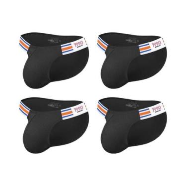 Imagem de Cuecas Masculinas De Algodão Listradas Azul Marinho, Modelo Biquíni De