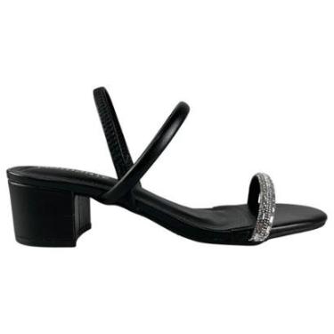 Imagem de Sandália Feminina Via Marte Salto Bloco Baixo Tira Brilhante-Feminino