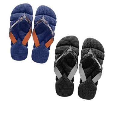 Imagem de Kit 2 Pares Chinelo Masculino Havaianas Power Ortopédica Macia Antider