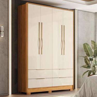 Imagem de Guarda-roupa Casal 4 Portas 4 Gavetas com Pés Domo - Demóbile