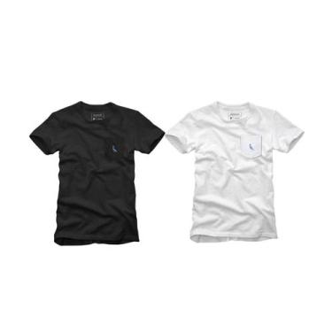 Imagem de Kit 2 Camisetas Bolso Cb Pica-Pau Xadrez Reserva, GGG, Preto, Branco