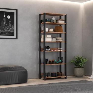 Imagem de Estante Sapateira Multiuso Industrial 6 Prateleiras M121 Marrom/Preto/