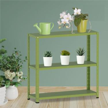 Imagem de Estante Multiuso 3 Prateleiras 92cm Aço Cinza/Verde Miró - Pandin Móve