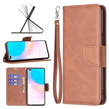 Imagem de YUNCHAO Caixa de telefone Para honra 50 Lite/Huawei Nova 8i Textura de Salto Puro Caso de Couro Colorido capa para celular