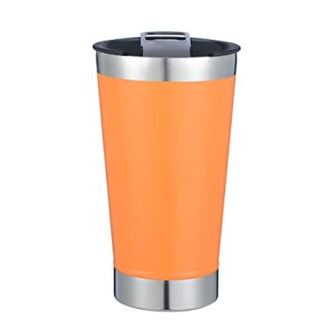 Imagem de Turugi Copo isolado a vácuo de parede dupla de aço inoxidável 482 g com abridor de cerveja, caneca térmica para viagem mantém a bebida fria e quente (laranja)