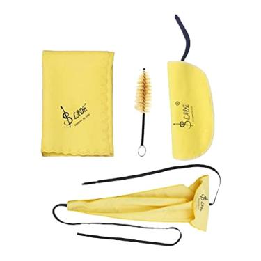 Imagem de simhoa Kit de manutenção de limpeza de saxofone com 4 pacotes de escova para bocal de pano limpo