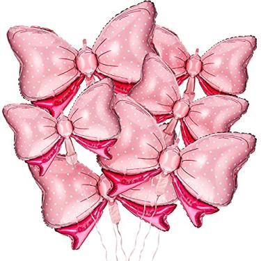 Imagem de Balão de arco com 6 peças para decoração de festa de rato, gravata borboleta, balão rosa, balão de arco jumbo para chá de panela, decoração de presente de festa (grande e pequeno)