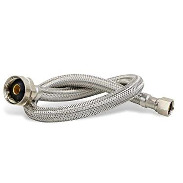 Imagem de Everflow Supplies 27423-NL Linha de fornecimento de tanque trançado de aço inoxidável sem chumbo com ajuste de compressão de 9,5 mm e porca de latão BC de 2,2 cm, 50,8 cm