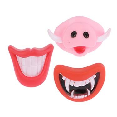 Imagem de Brinquedos mastigáveis de silicone para animais de estimação da Amosfun Brinquedos falsos de nariz de porco caninos de boca sorridente Brinquedos de festa de Halloween Cosplay para cães gato 3 peças