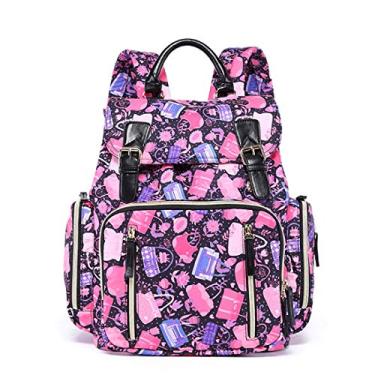 Imagem de Bolsa multifuncional para troca de fraldas para bebês, bolsa de tecido de poliéster Bolsa para fraldas Mochila Mochila de viagem portátil com porta moedas Mochila de viagem de alta capacidade