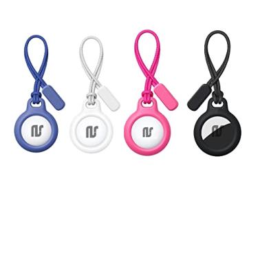 Imagem de Nandos-Store - Capa AirTag compatível com Apple AirTags - Capa protetora de silicone antiarranhões para chaveiro, mochilas, localizador de carteira - NSmart_store (Airtag 2021, Kit 4 azul/branco/rosa/preto)