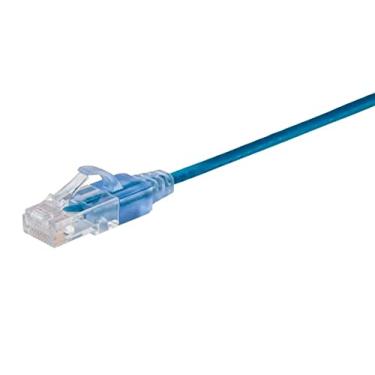 Imagem de Monoprice Cabo Ethernet Cat6A Patch – 15 cm – Azul | UTP, 30AWG, 10G, cobre puro e sem fecho, RJ45, para cabo de rede de computador, LAN, modem, roteador – Série SlimRun