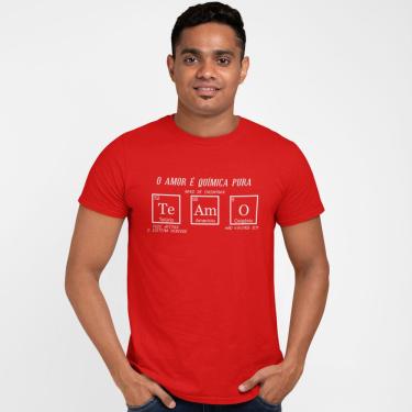 Imagem de Camiseta Masculina Amor é Química Pura Namorados Elementos