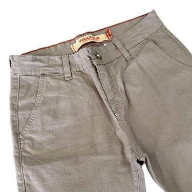Imagem de Calça Masculina Sarja com Elastano Bolso Chino Alfaiataria Social Cáqui Wolfgan