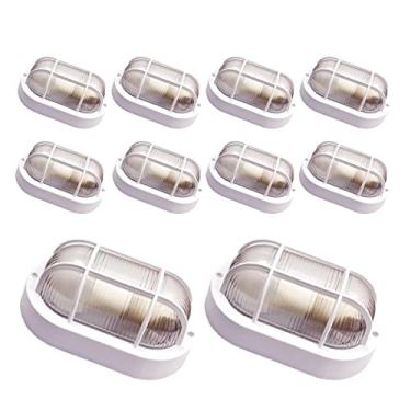 Imagem de Kit 10 Arandelas Tartaruga Luminária De Parede Externa Com Grade Soq E27 Cor:Branco
