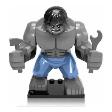 Imagem de Boneco Big Blocos De Montar Hulk Cinza Marvel Clássico - Mega Block To