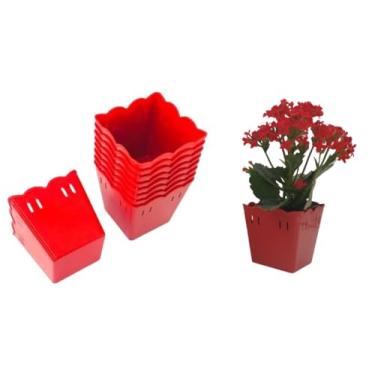 Imagem de 12 Mini Cachepôs Plástico 8cm Cachepot para Lembrancinha, Decoração, Festas e Mimos (Vermelho)