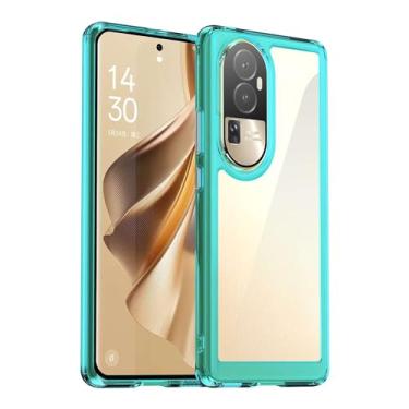 Imagem de Capa para Oppo Reno10, botão de pressão flexível, capa transparente, anti-impressões digitais. Proteção total de 360° - azul (transparente)