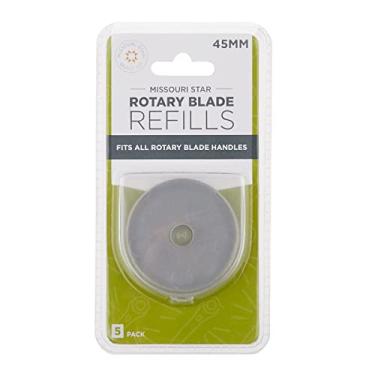 Imagem de Lâminas de corte rotativo universais Missouri Star, 45 mm, pacote com 5 | Lâminas de substituição super afiadas, serve para todas as alças de cortador rotativo | Refil de aparador de tecido para projetos de estofamento e costura