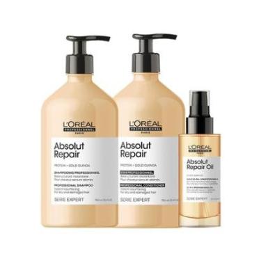 Imagem de Kit L'Oréal Professionnel Serie Expert Absolut Repair Gold Quinoa - Shampoo e Condicionador e Óleo-Unissex