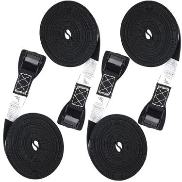 Imagem de Alças de amarração resistentes de 4,9 m por 2,5 cm, alças de amarração resistentes de até 272 kg, alças ajustáveis para amarrar com fivela de câmera para equipamentos de gramado, prancha de surfe de caiaque SUP, mala de surfe, 4 unidades