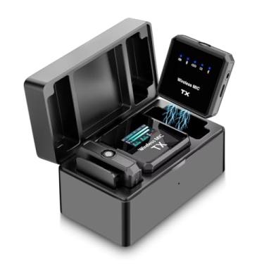 Imagem de Microfone Lavalier sem fio, com cancelamento de ruído, esquiva automática, modo reverberação, capa de carregamento de 3000 mA, para iPhone, iPad, Android, câmera, 2 unidades de microfones de lapela