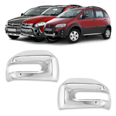 Imagem de Par Aplique Cromado para Capa Retrovisor Fiat Idea Adventure Locker 2007 2008 2009 2010 Palio Weekend Locker 2009 2010 2011 2012 2013 2014 2015 2016 Strada Adventure 2009-2019