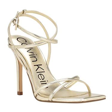 Imagem de Calvin Klein Sandália feminina de salto Tegin, Dourado, 36