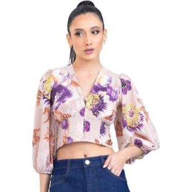 Imagem de Blusa Onça Preta Manga 3/4 PR23 Bege Feminino-Feminino