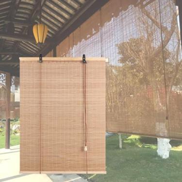 Imagem de YYGJYGOO Cortinas romanas de bambu, cortinas romanas respiráveis/blackout, cortina de enrolar para porta de pátio de quartos, tratamentos de janela de filtração leve (Cor: A, Tamanho: 120 cm x 100 cm