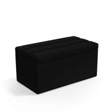 Imagem de Calçadeira Baú Ursa 90 para Cama de Solteiro N-024 Veludo Preto Aradec