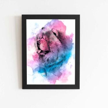 Imagem de Quadro Cachorro Chow Chow Tinta Aquarela Moldura 60X40Cm - Plimshop