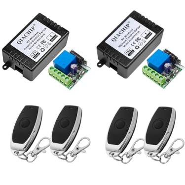 Imagem de QIACHIP DC 12V 1CH 433Mhz RF Relé sem fio controle remoto Luz transmissor de interruptor momentâneo com receptor (2 relés+4 remotos)