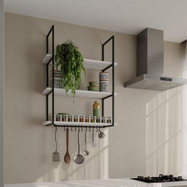 Imagem de Prateleira Decorativa Londres 80 Cm Preto e Branco - NEW GREEN, BRANCO